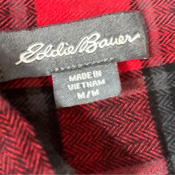 Eddie Bauer FLANNEL SHIRT RED BLACK Green Wide Plaid L/S Button checkered Cotton - Picture 12 of 12
